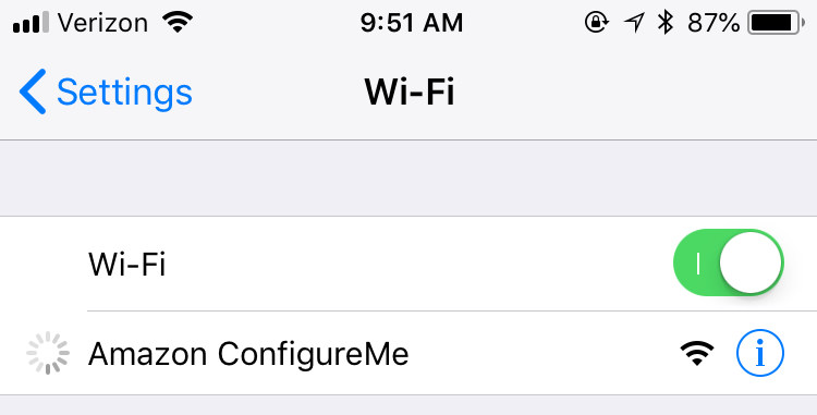 Connect to the Amazon ConfigureMe SSID