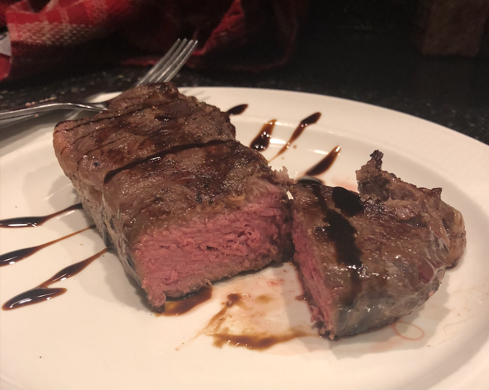 Finished Steak cooked Sous Vide medium rare