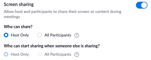 screensharing to host only